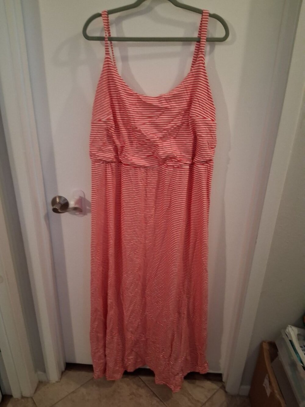 VTG Jessica London Cotton Maxi Dress Striped Casual Summer Pink Size 20 BF1